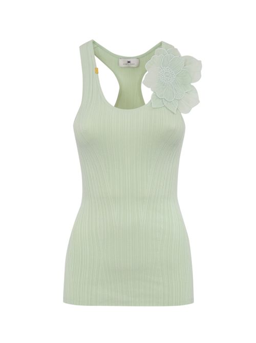 Canotta a costine con fiore Menta Elisabetta Franchi | TK29B51E2124
